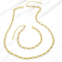simple Copper 18K Gold-plated Thick Chain Necklace Bracelet