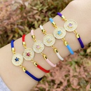 Simple Contrast Color Copper 18K Goldplated Inlaid Zircon round FivePointed Star Braceletpicture11