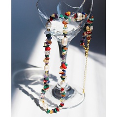Collar de cadena de clavícula de perla de agua dulce con cuentas de colores hecho a mano de moda