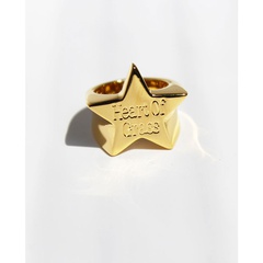 Vacuum Electroplating Fashion Individuality Glossy Pentagram  Pattern Wide Copper Ring