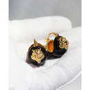 Fashion Personalized Black Enamel Drip Glazed Ball Tridimensional Gold Tiger Earringspicture8