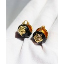 Fashion Personalized Black Enamel Drip Glazed Ball Tridimensional Gold Tiger Earringspicture9