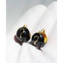 Fashion Personalized Black Enamel Drip Glazed Ball Tridimensional Gold Tiger Earringspicture7