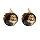 Fashion Personalized Black Enamel Drip Glazed Ball Tridimensional Gold Tiger Earringspicture6