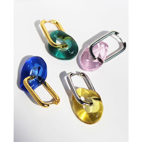 Mode-Design Retro Bunte Kreis Glas Dick Abnehmbare Metall Ohr Clip's discount tags