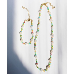 Nette Feinen Bunten Kristall String Perlen Schlüsselbein Kette Perle Halskette Armband Ohrringe