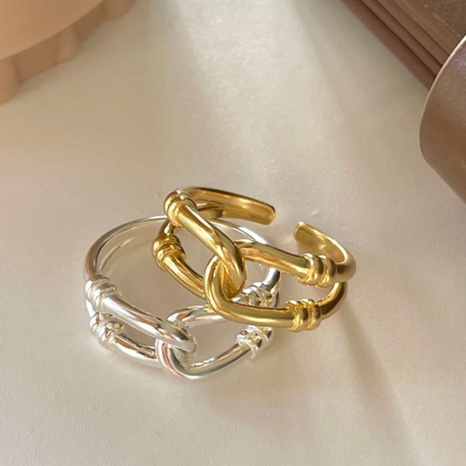 Fashion Glossy Double-Layer Knotted Female Cross Open Alloy Ring's discount tags