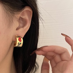 Mode Einfache Goldene Herz Brief Weibliche Kleine Kreis Einzigartige Legierung Ohrringe