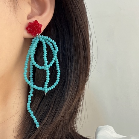 Retro Handmade Beaded Tassel flower decor Crystal Earrings's discount tags
