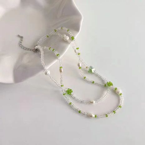 Mode Einfache Transparent Perlen Doppel-Schicht Schlüsselbein Kette's discount tags