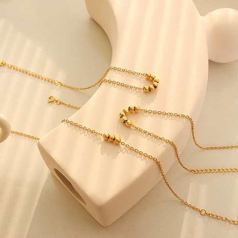 Klassische Glück Kleine Perlen Mode Fußkettchen Titan Stahl Material Überzogen 18K Gold's discount tags