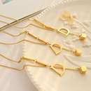 Fashion DShaped Small Square Pendant Necklace Titanium Steel 18K Goldpicture6