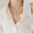Fashion DShaped Small Square Pendant Necklace Titanium Steel 18K Goldpicture7
