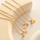 Mode Geometrische runde Marke Smiley Titan Stahl Vergoldet 18K Gold runde Perle Halskettepicture7