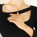 Mode Geometrische runde Marke Smiley Titan Stahl Vergoldet 18K Gold runde Perle Halskettepicture4