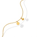 Mode Geometrische runde Marke Smiley Titan Stahl Vergoldet 18K Gold runde Perle Halskettepicture5