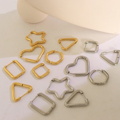 Fashion Einfache Titan Stahl Gold-Überzogene Ohrringe Weiblichen's discount tags