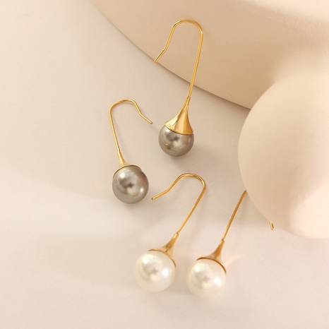 Fashion Titanium Steel Gold Plated Ear Clip Imitation Pearl's discount tags