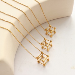 Fashion Small Cube New Titanium Steel 18K Gold Necklace