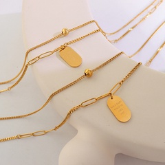 Fashion Double-Layer Necklace Titanium Steel Plated 18K Gold Accessories
