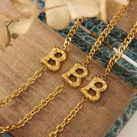Mode Brief B Wort Stitching Kette Armband Titan Stahl Vergoldet 18K Gold's discount tags