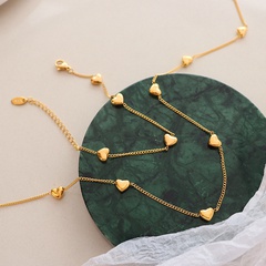 Fashion Heart-shaped Pendant Necklace Bracelet Female Titanium Steel 18K Gold Accessories Set