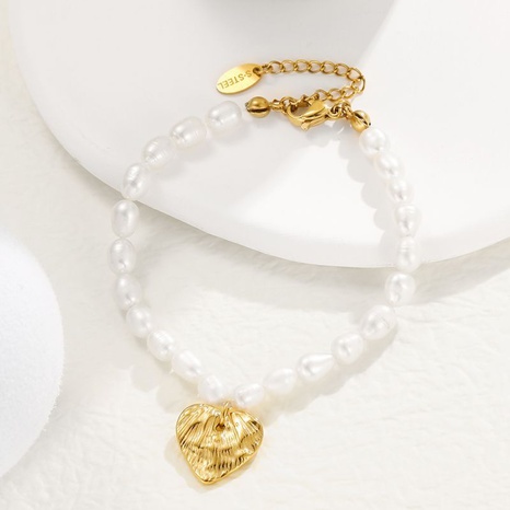 Acier inoxydable Perle Baroque Style Rétro Amour Printemps Corde Bracelet's discount tags