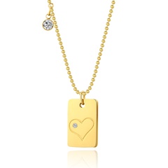 Fashion Simple Heart-shaped Pendant Diamond Titanium Steel Bead Necklace