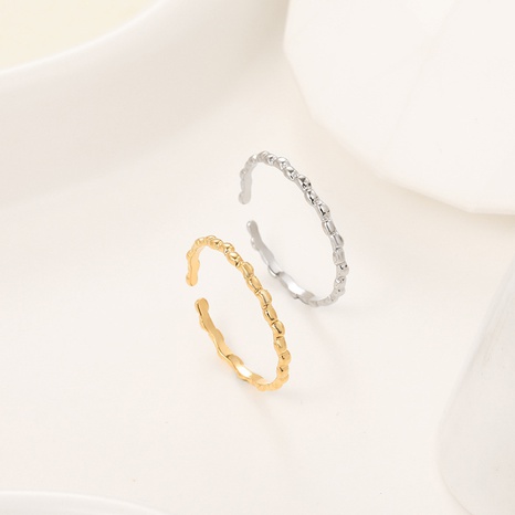 Anillo de acero de titanio ajustable abierto geométrico de oro Real de 14K Simple de moda's discount tags