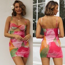 Printed Suspender hollow wrap chest backless slim short dresspicture10