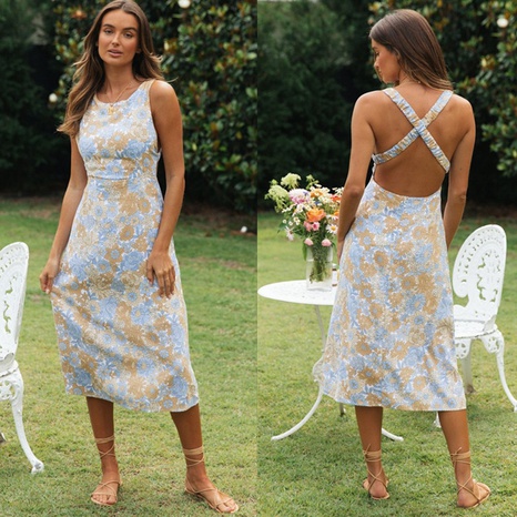 Vestido cruzado con estampado Floral Digital de Nueva moda Primavera Verano 2022's discount tags