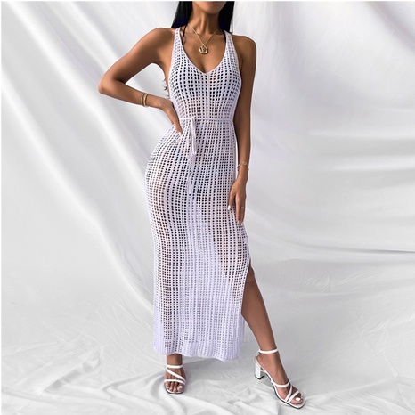 Fashion New Beach Casual Solid Color Knitted Spaghetti Straps Knitted Blouse Outwear Dress's discount tags