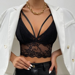 Fashion Lace Mesh Pattern Solid Color Camisole Female