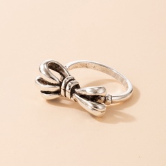 Cross-Border European and American Personalized Simple Silver Alloy Geometric Ring Bow Cute Single Ring