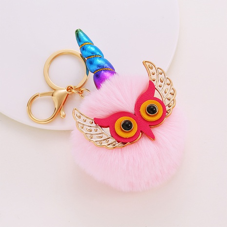 Big Eye Owl Hairy Ball Keychain Pendant Imitate Rex Rabbit Fur Women's Bag Car Pendant Wholesale's discount tags