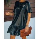 2022 Spring Ruffled Loose Slimming Leather Short Sleeve Dresspicture11