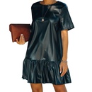 2022 Spring Ruffled Loose Slimming Leather Short Sleeve Dresspicture8