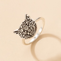 Europe and America Cross Border Personality Trend New Single Ring Leopard Geometric Retro Silver Boss Ring