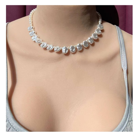 Fashion Irregular Shaped Pearl Single Layer Pearl Necklace Ornament Female's discount tags