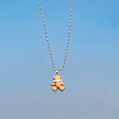 Fashion Cute Cartoon Bear Pearl Pendant Heart Clavicle Chain Necklace