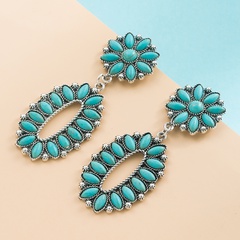 European and American Fashion Turquoise Metal Alloy Earrings