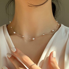 Fashion Imitation Pearl Necklace Baroque Inlay Pearl Beaded Clavicle Chain