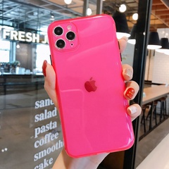Mode iPhone 11 Fluorescent Jaune Rose Solide Couleur TPU Téléphone Cas