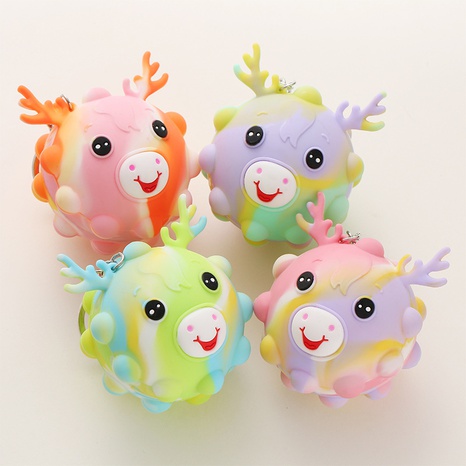 Cute Silicone Deer Ball Keychain Squeeze Decompression Animal Bubble Ball Toy 3D Grip Stress Relief Ball's discount tags