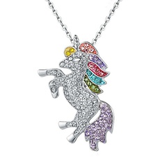 simple Micro-Inlaid Diamond Unicorn Pendant Sweater Chain necklace