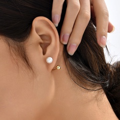 Fashion U-Shaped Pearl Cute Ball Three-Dimensional Earrings Women