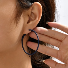 Spring and Summer New Big Circle Women's Simple Blue Earrings