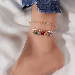 Fashion Cute Crystal Butterfly Geometric Shaped Bead Anklet Set