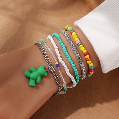 Retro Kreative Bär anhänger farbe perlen Armband Set