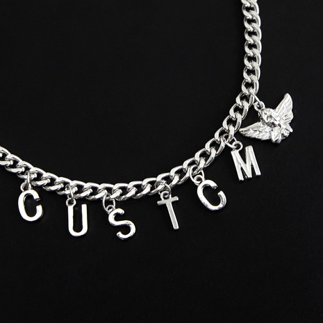 Einfache Engel Einzigen Schicht Custcm Kreative Buchstaben Anhänger Legierung Halskette's discount tags